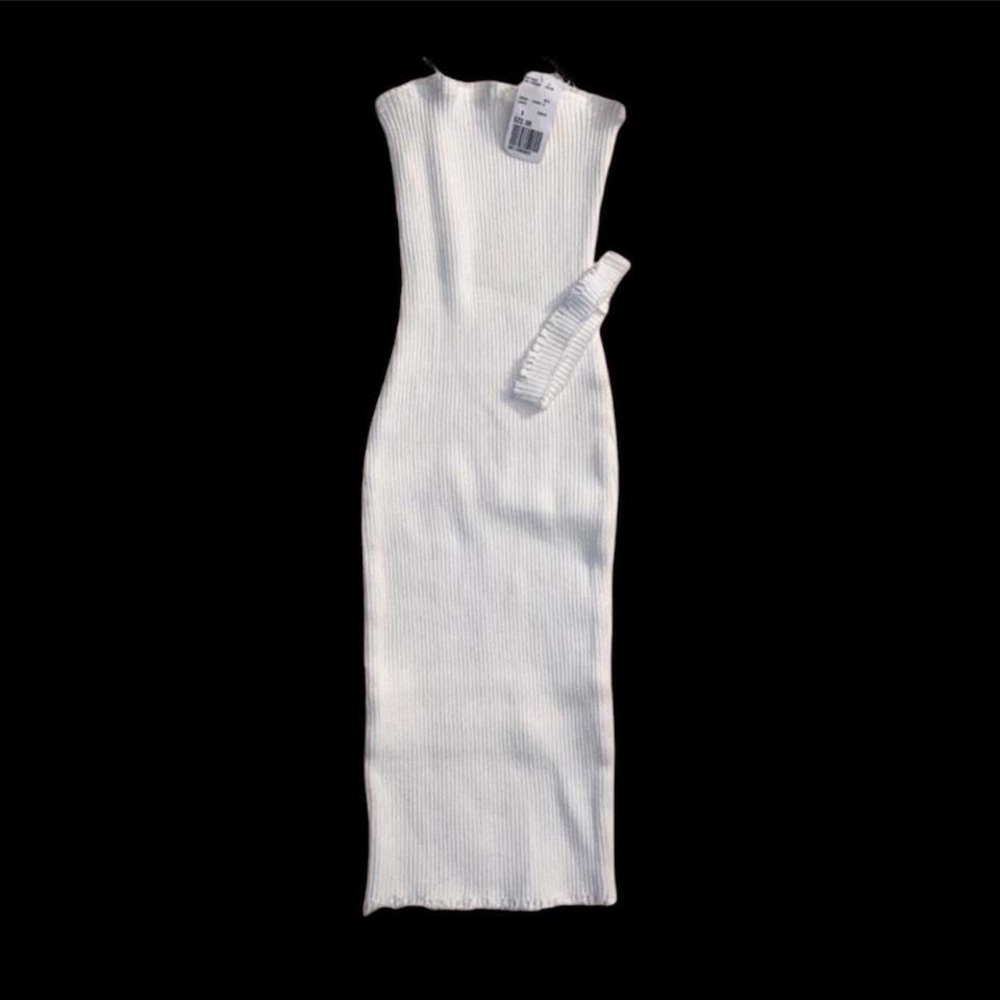 Forever 21 white Frayed Ribbed Tube Dress
